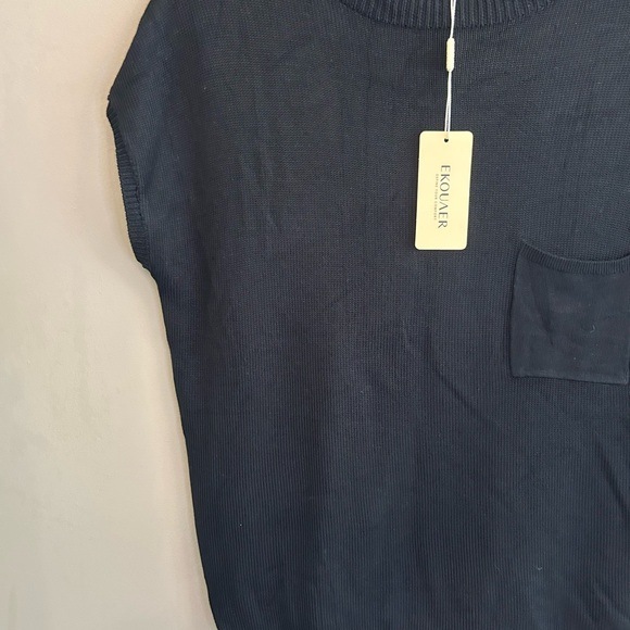 NWT Ekouaer black short sleeved sweater size M - Picture 5 of 12